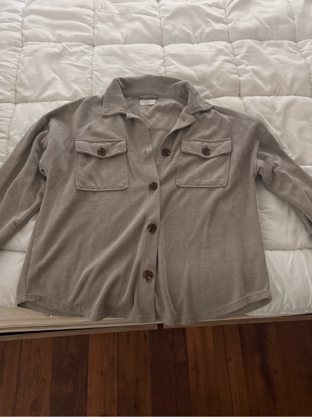 Hippie Rose Taupe Utility Button-Up Jacket